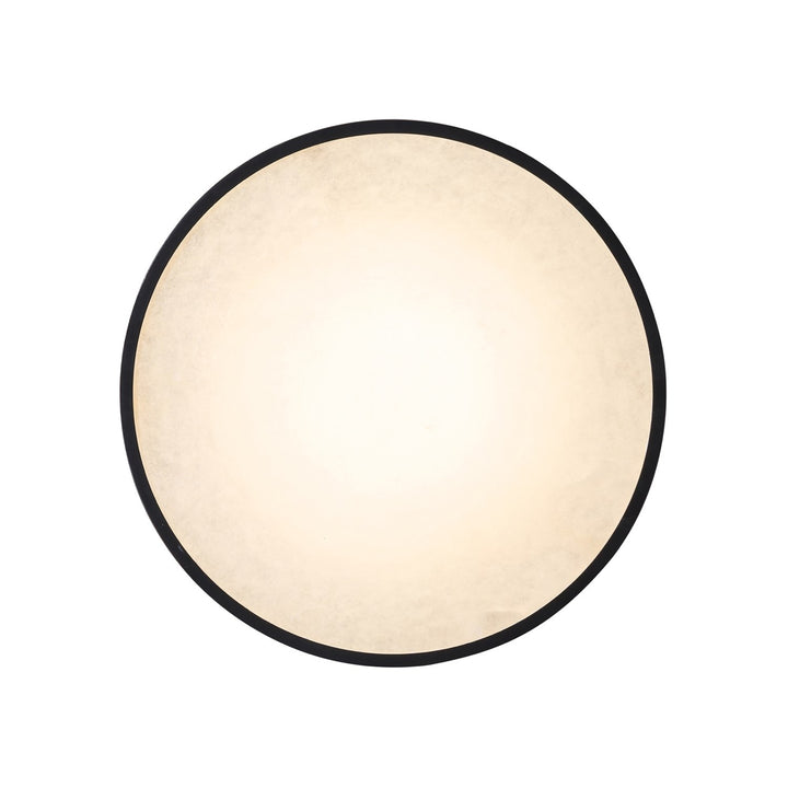 Integrated Led Flush Mount 15", Black, Brass With Alabaster Glassware