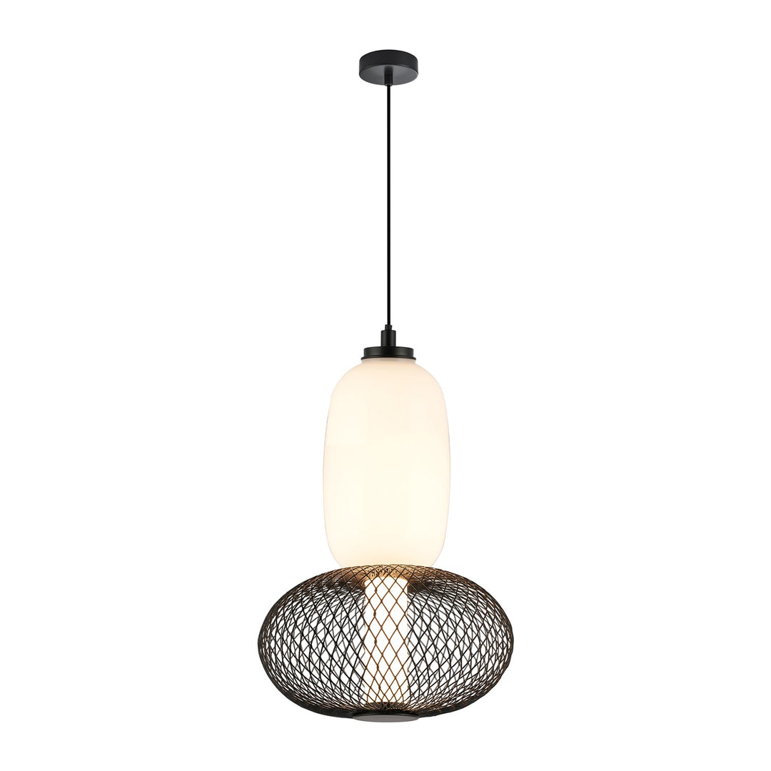 Integrated Led Pendant, Black With White Opal Glassware by Artcraft