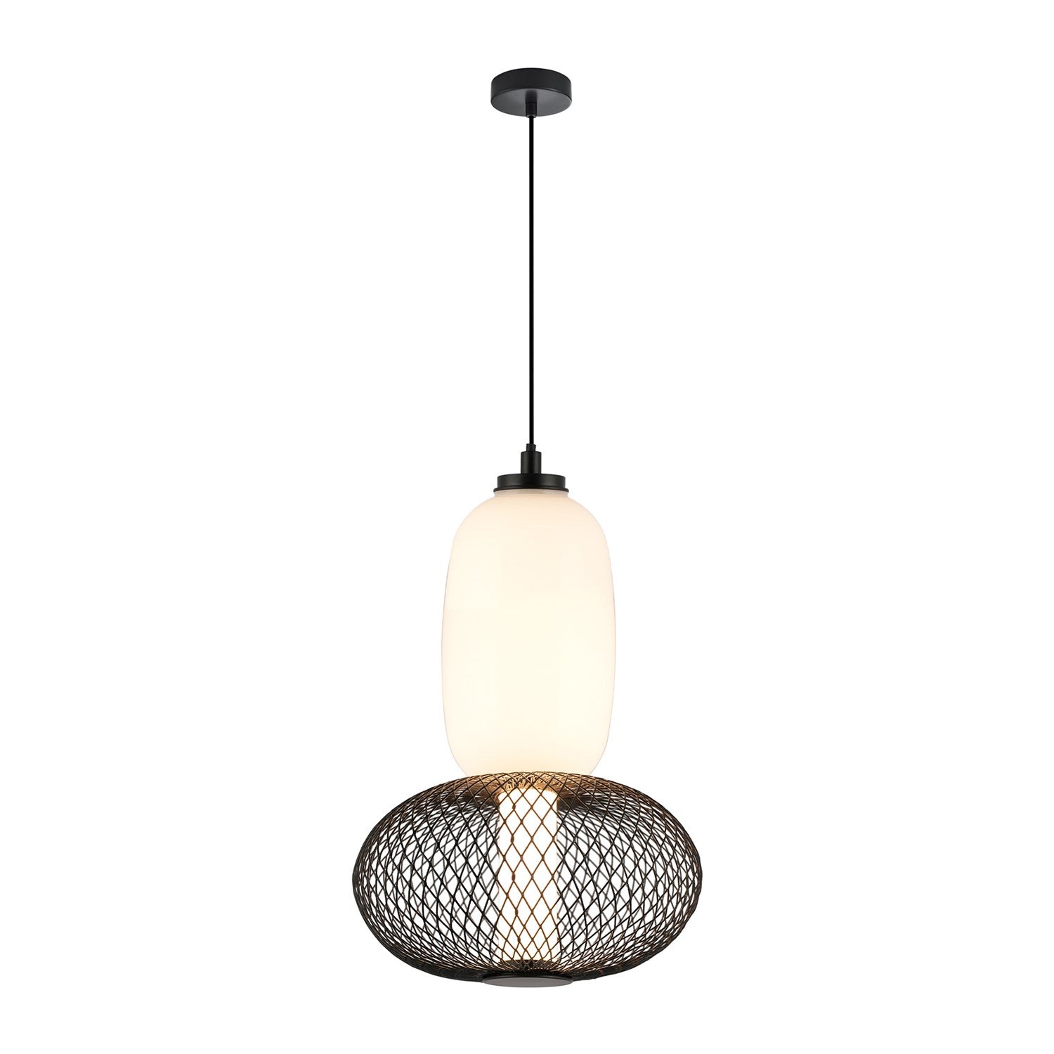 Integrated Led Pendant, Black With White Opal Glassware by Artcraft