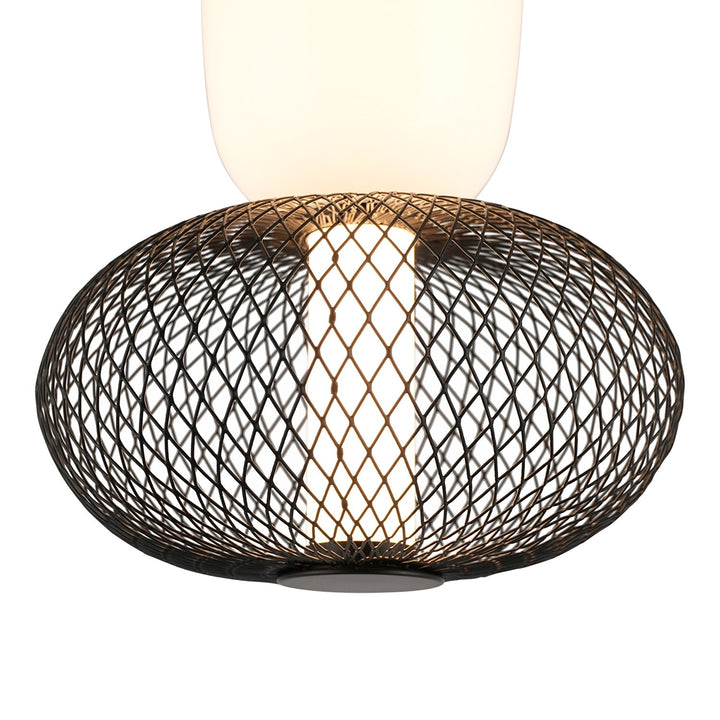 Integrated Led Pendant, Black With White Opal Glassware
