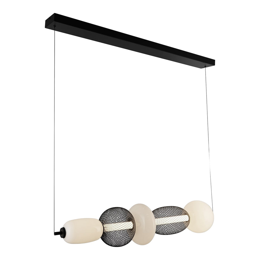 Integrated Led Island Light, Black With White Opal Glassware