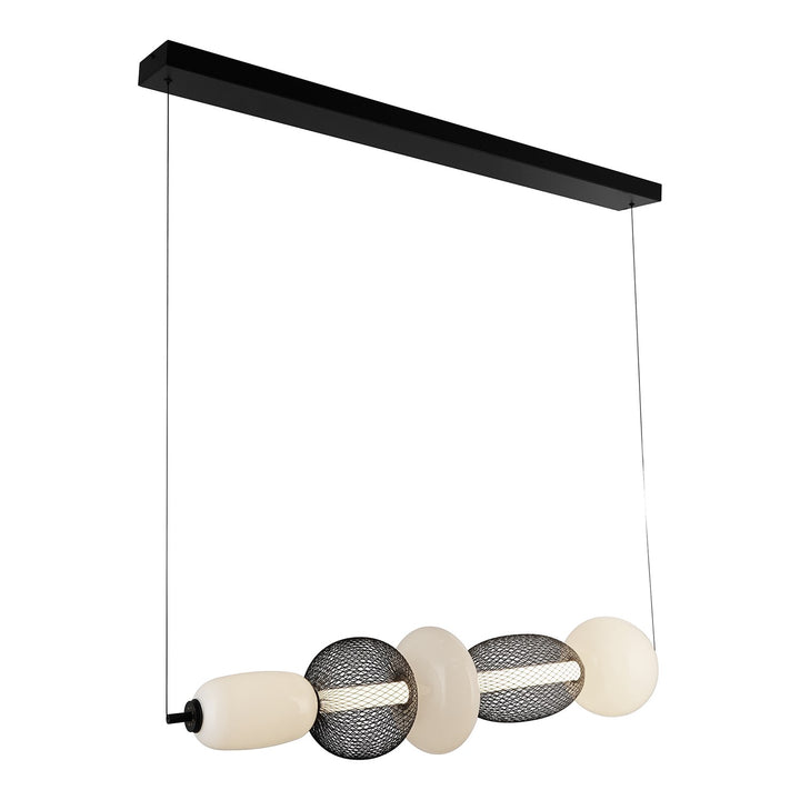 Integrated Led Island Light, Black With White Opal Glassware