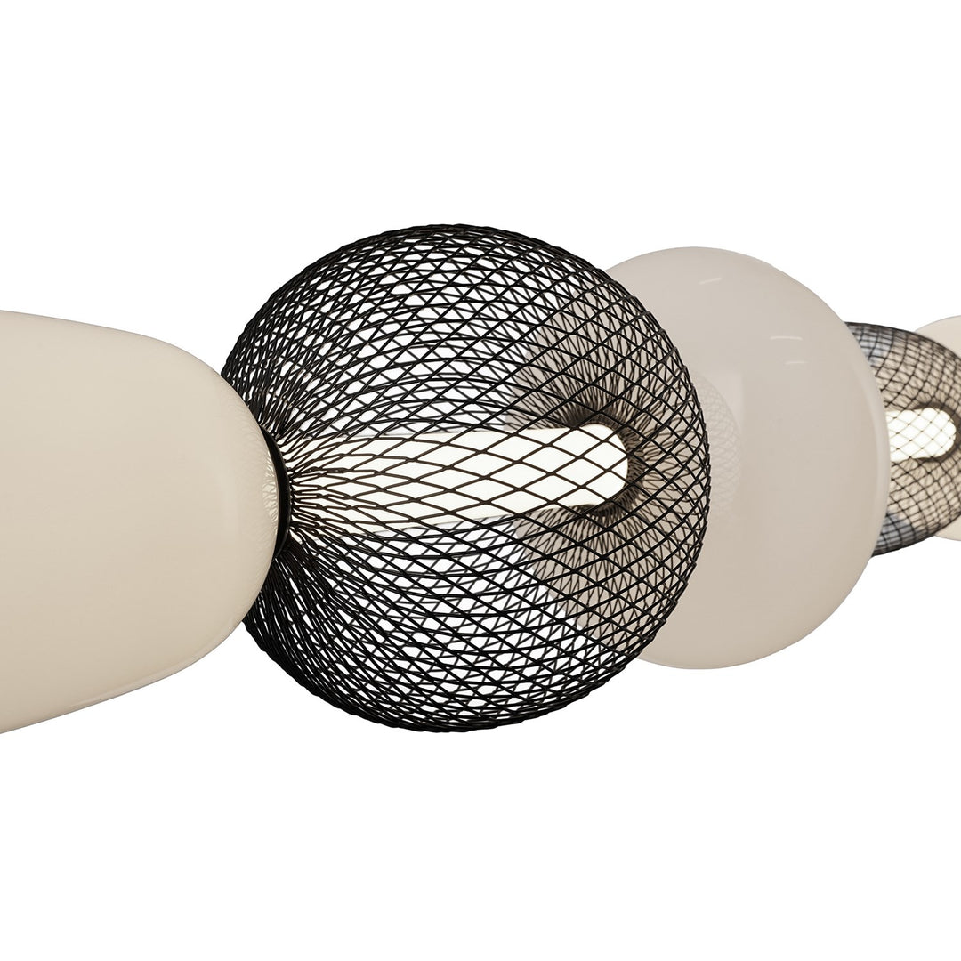Integrated Led Island Light, Black With White Opal Glassware