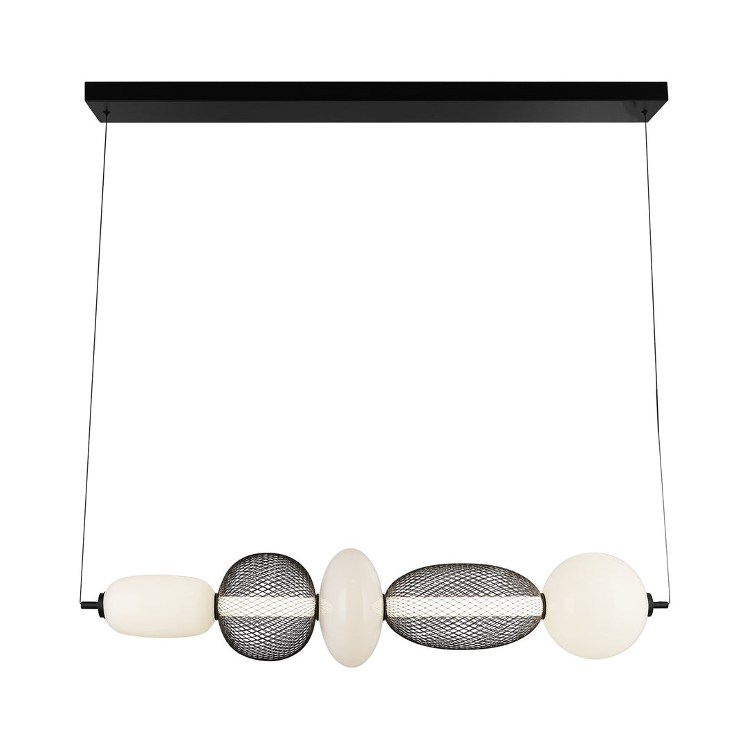 Integrated Led Island Light, Black With White Opal Glassware