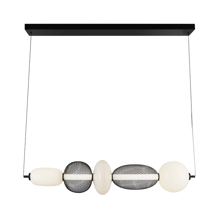 Integrated Led Island Light, Black With White Opal Glassware