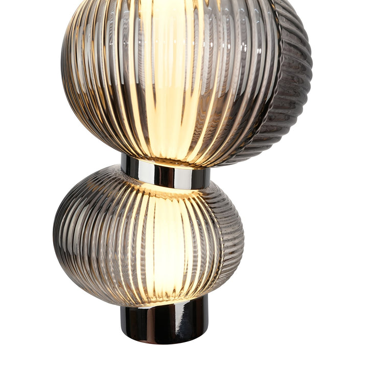 Integrated Led Pendant 13.5", Chrome With Ribbed Smoke Ombre Glassware