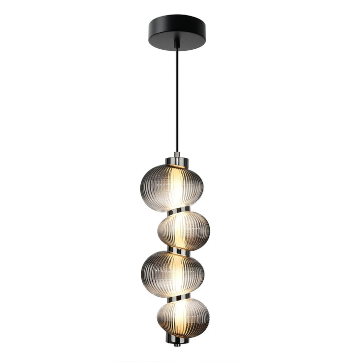 Integrated Led Pendant 17.8", Chrome With Ribbed Smoke Ombre Glassware by Artcraft