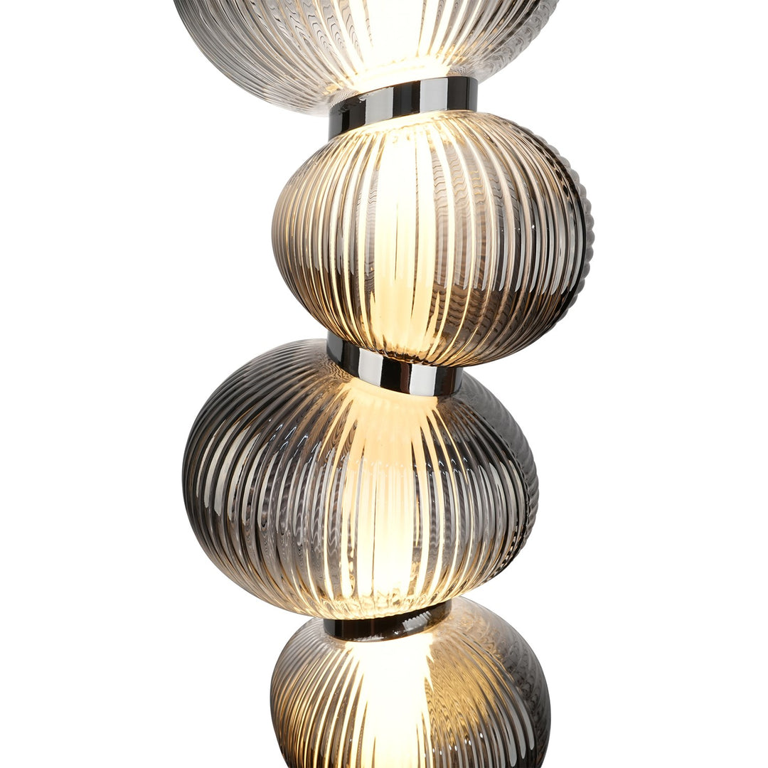 Integrated Led Pendant 17.8", Chrome With Ribbed Smoke Ombre Glassware