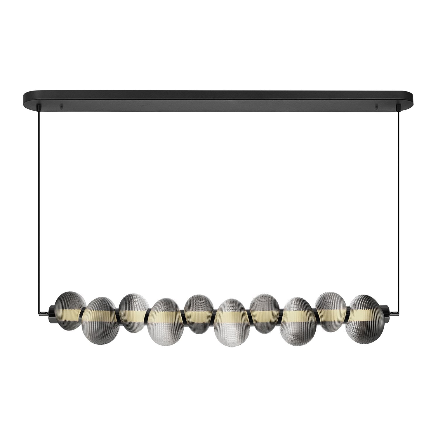 Integrated Led Island Light, Chrome With Ribbed Smoke Ombre Glassware by Artcraft