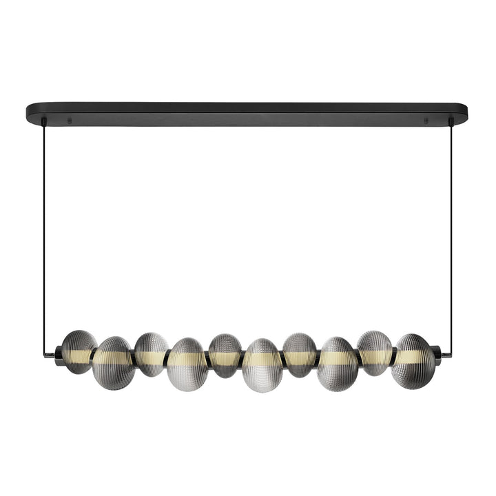 Integrated Led Island Light, Chrome With Ribbed Smoke Ombre Glassware by Artcraft