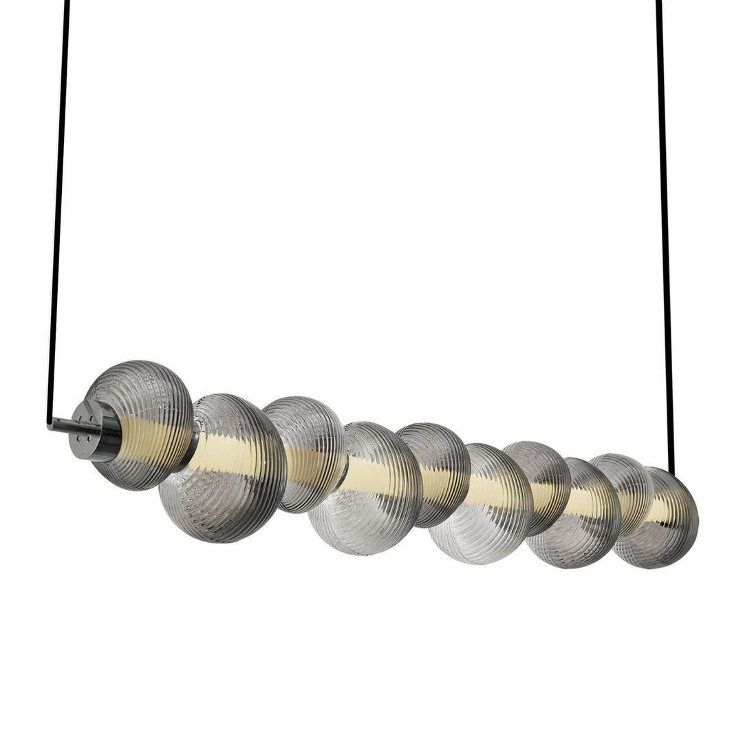 Integrated Led Island Light, Chrome With Ribbed Smoke Ombre Glassware