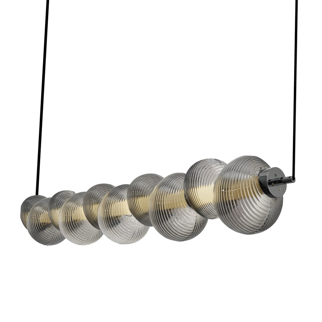 Integrated Led Island Light, Chrome With Ribbed Smoke Ombre Glassware