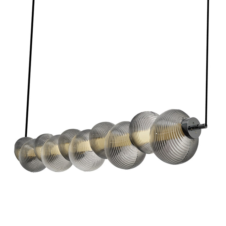 Integrated Led Island Light, Chrome With Ribbed Smoke Ombre Glassware