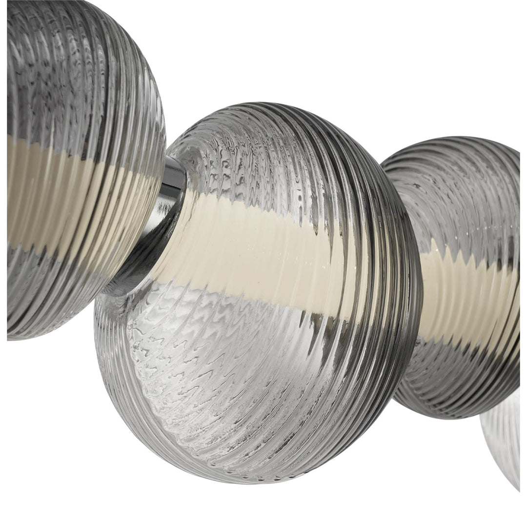 Integrated Led Island Light, Chrome With Ribbed Smoke Ombre Glassware