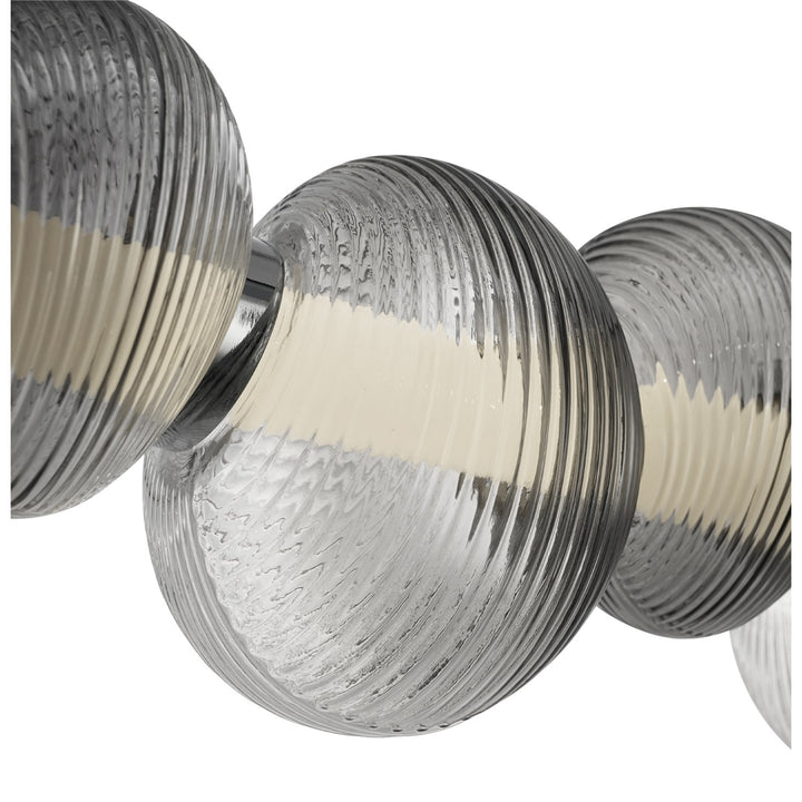 Integrated Led Island Light, Chrome With Ribbed Smoke Ombre Glassware