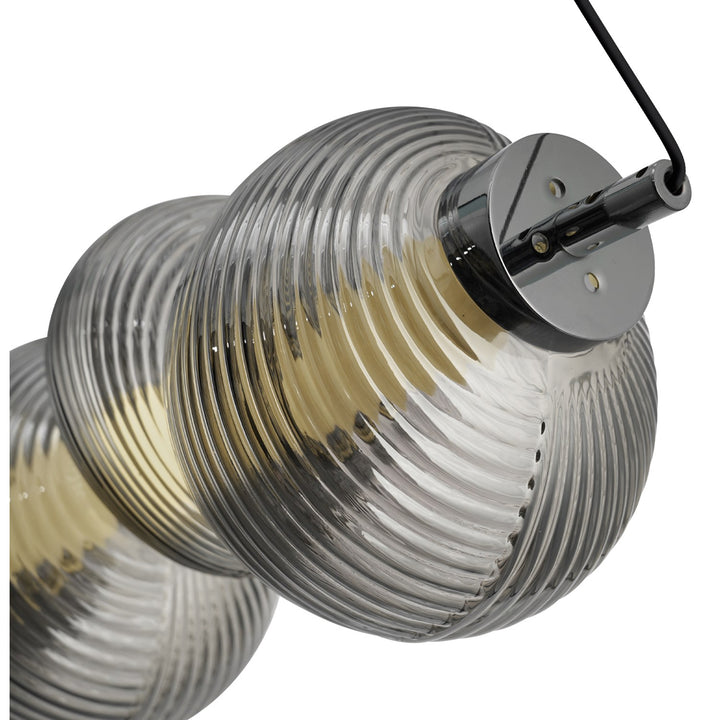 Integrated Led Island Light, Chrome With Ribbed Smoke Ombre Glassware