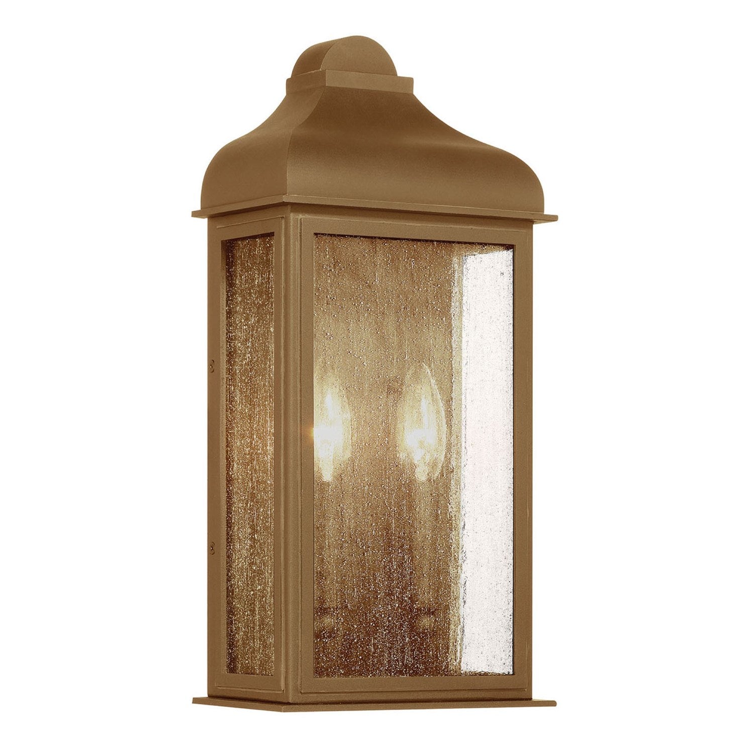 2 Light Outdoor Wall Sconce, Weathered Brass