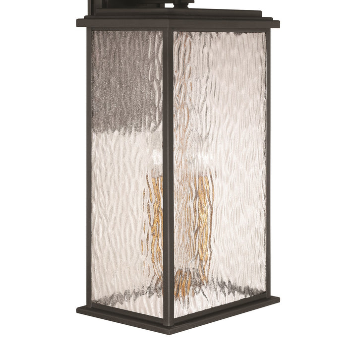 4 Light Outdoor Wall Sconce, Black, Brass With Rain Glassware