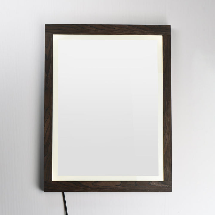 24"X32" Walnut Framed Led Mirror