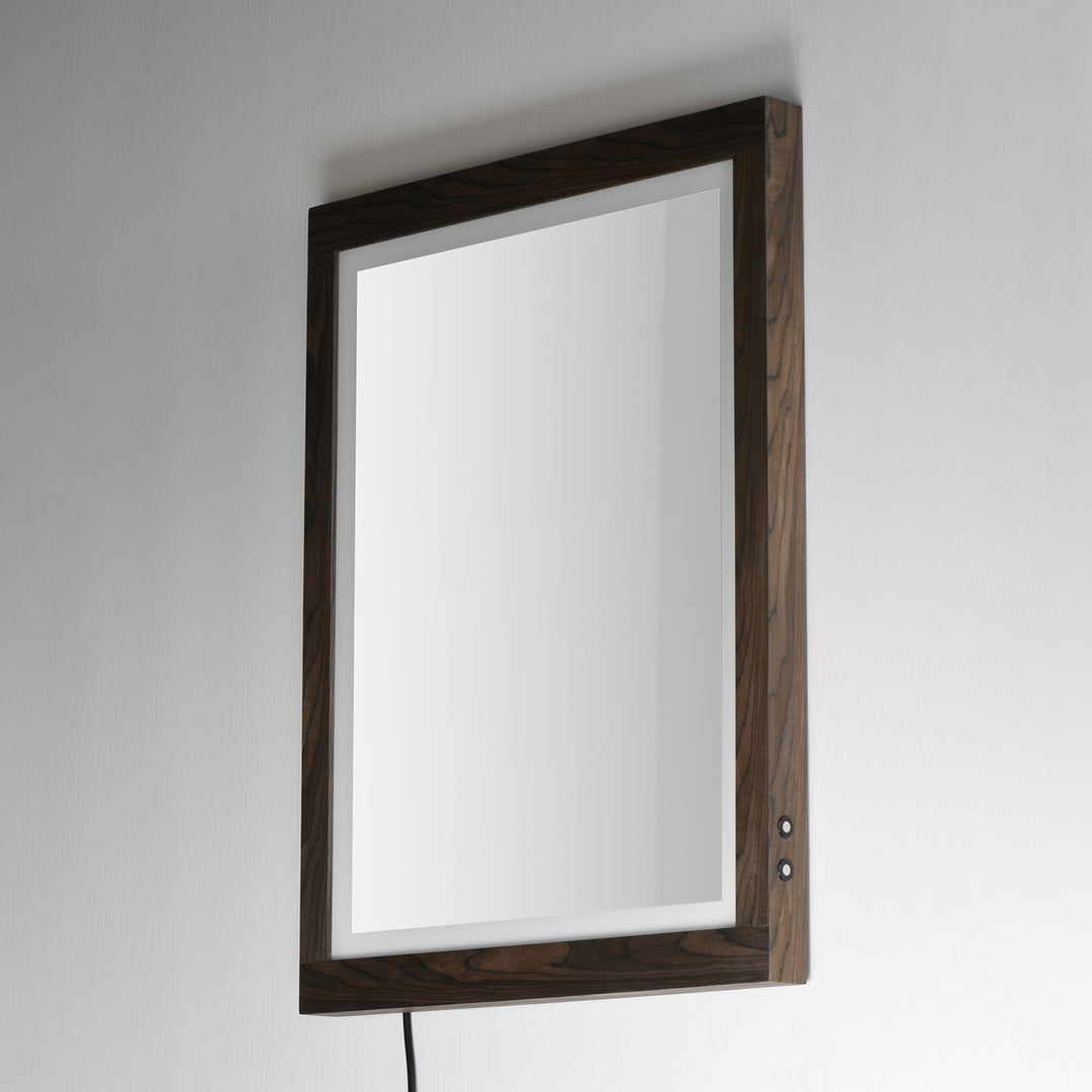 24"X32" Walnut Framed Led Mirror