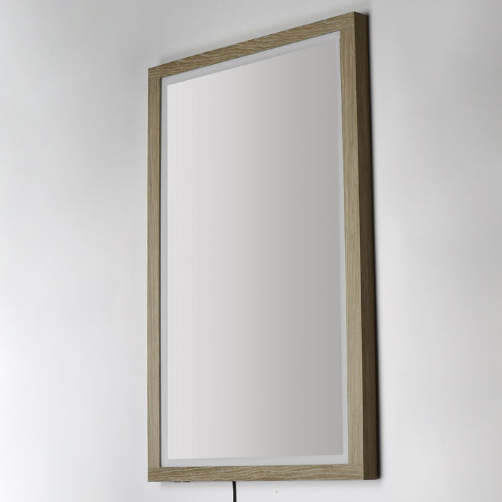48"X32" Oak Framed Led Mirror
