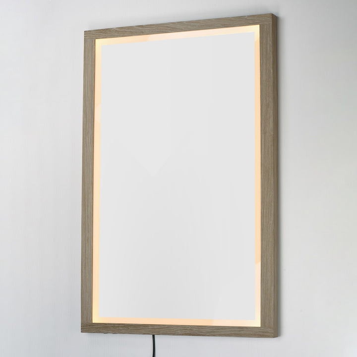 48"X32" Oak Framed Led Mirror