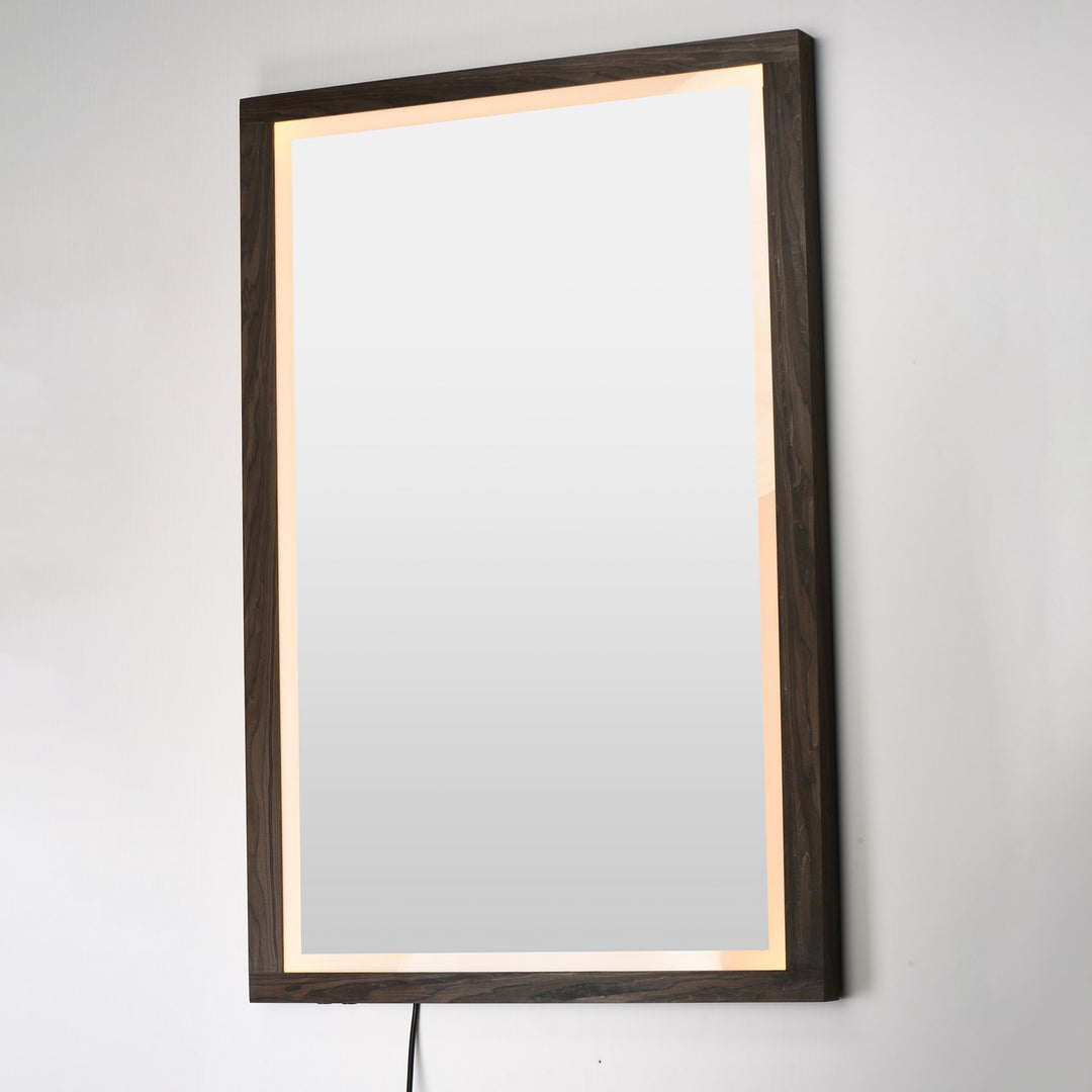 48"X32" Walnut Framed Led Mirror