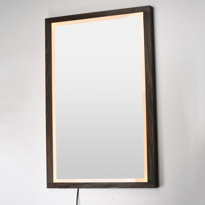 48"X32" Walnut Framed Led Mirror