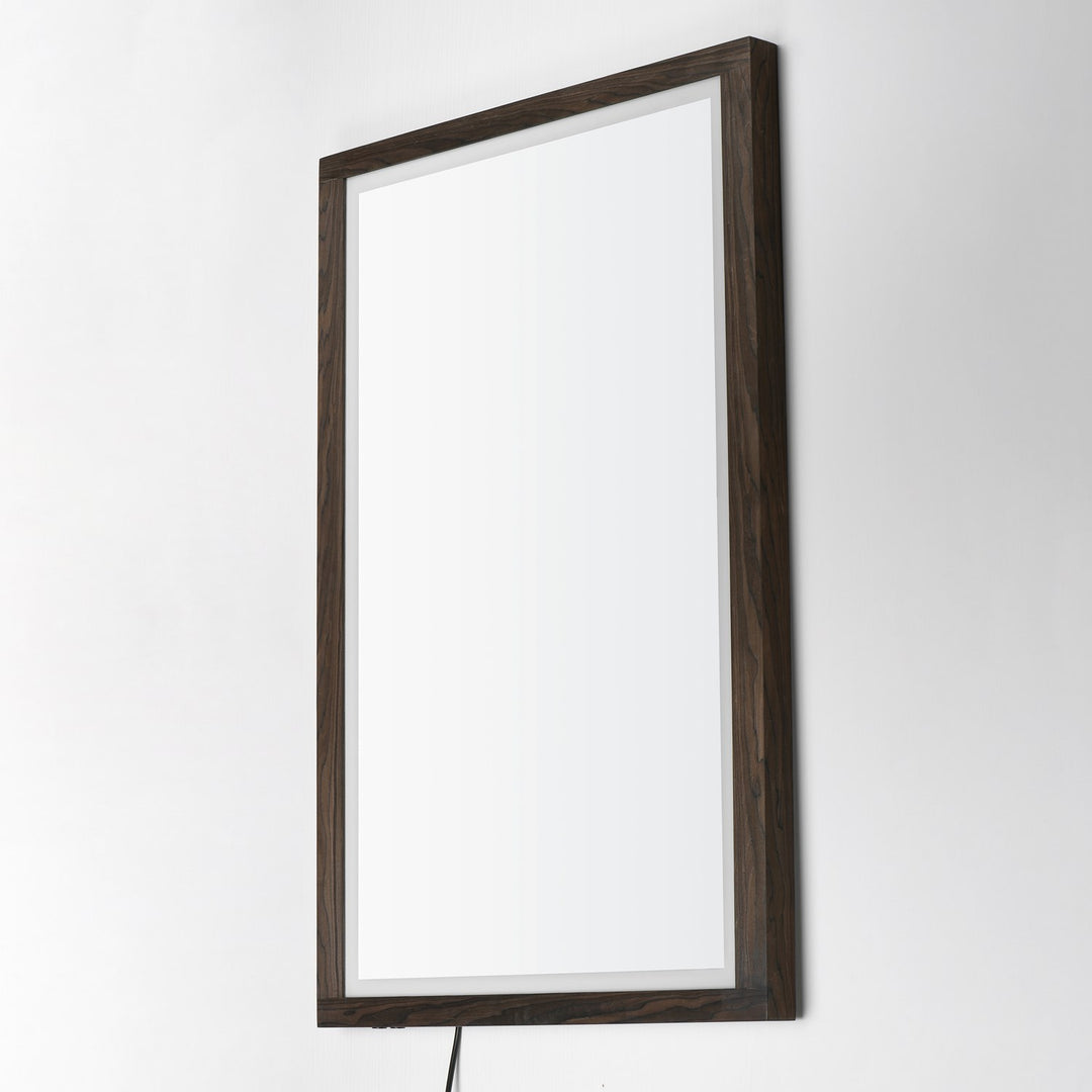 48"X32" Walnut Framed Led Mirror