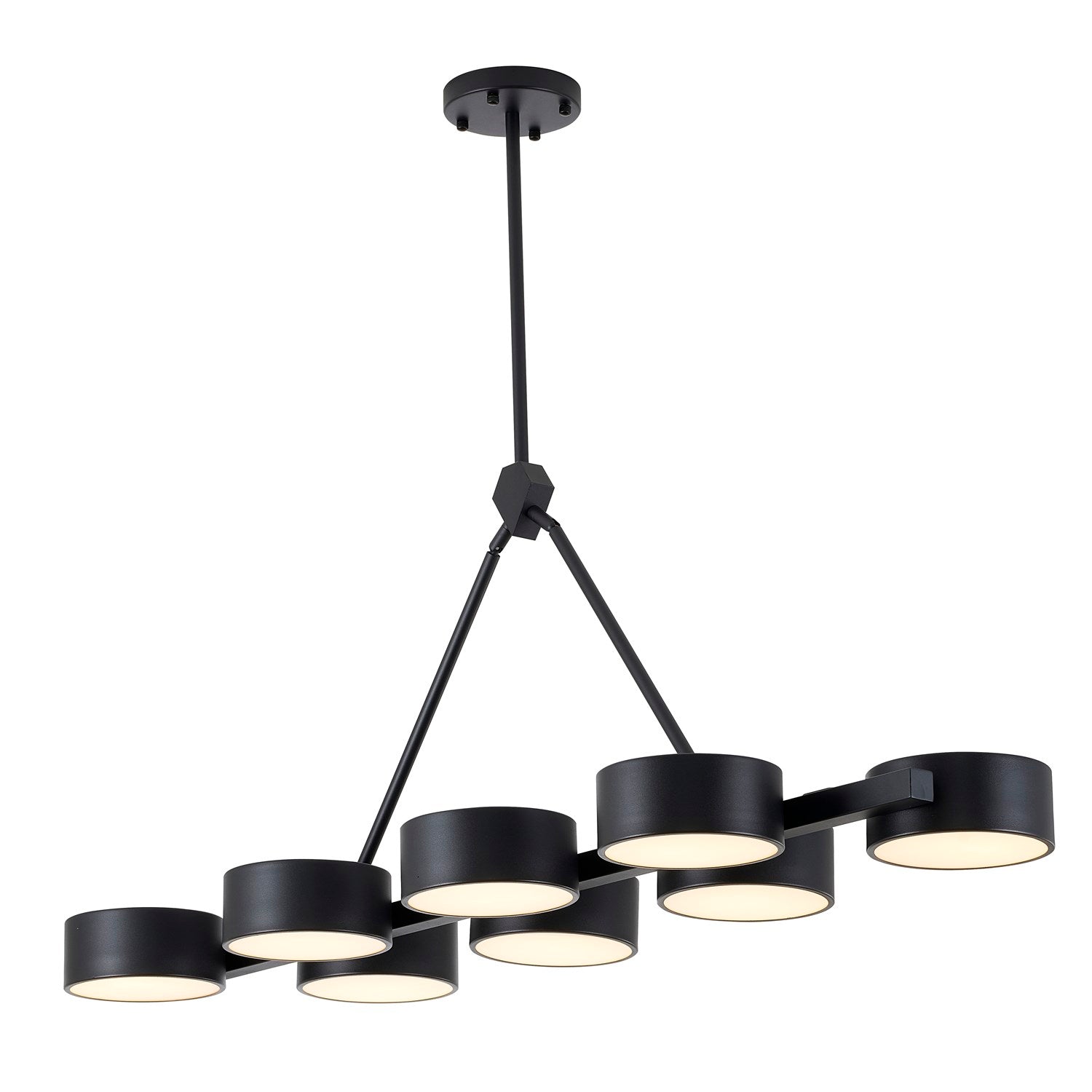 8-Light Black Led Chandelier With Accent Shades by Bethel