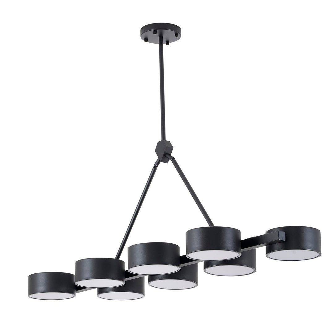 8-Light Black Led Chandelier With Accent Shades