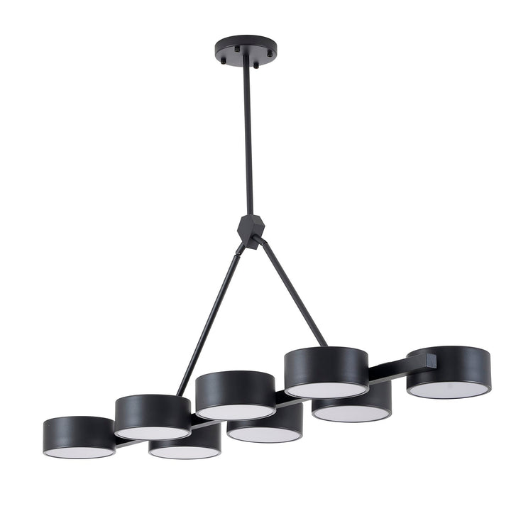 8-Light Black Led Chandelier With Accent Shades