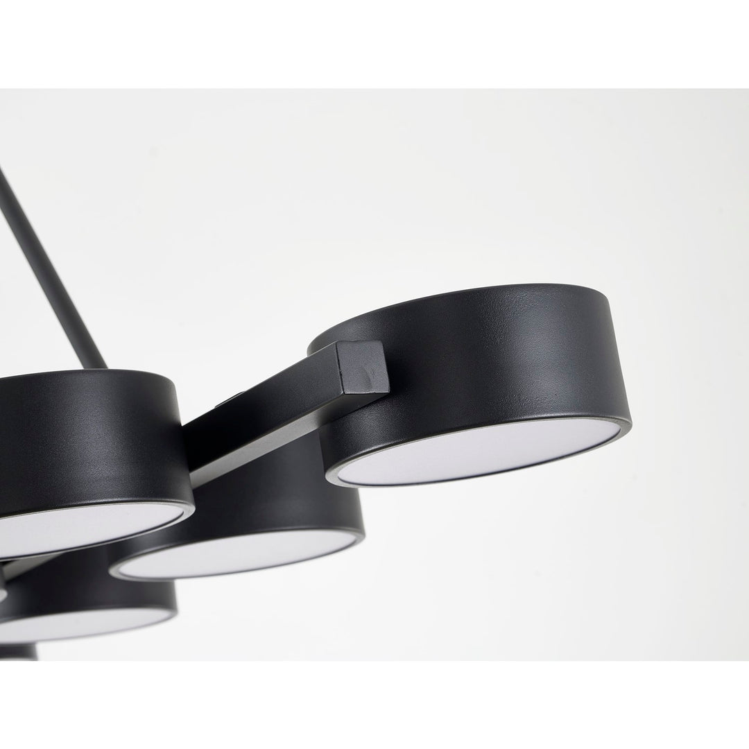 8-Light Black Led Chandelier With Accent Shades