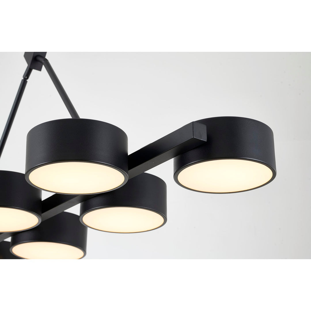 8-Light Black Led Chandelier With Accent Shades