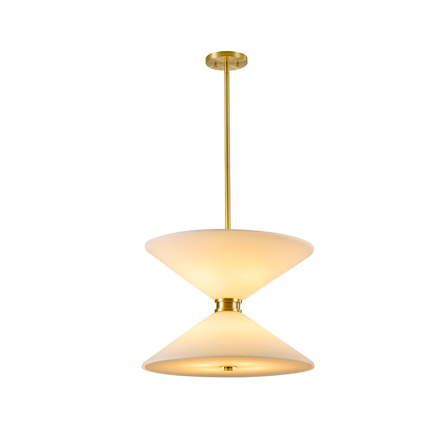 8-Light Satin Brass Pendant Lighting With White Frosted Glass Shades by Bethel