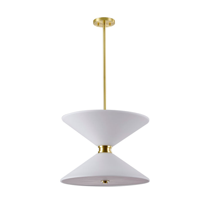8-Light Satin Brass Pendant Lighting With White Frosted Glass Shades