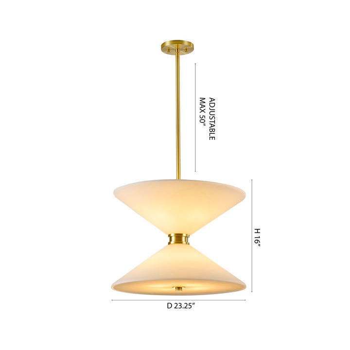 8-Light Satin Brass Pendant Lighting With White Frosted Glass Shades