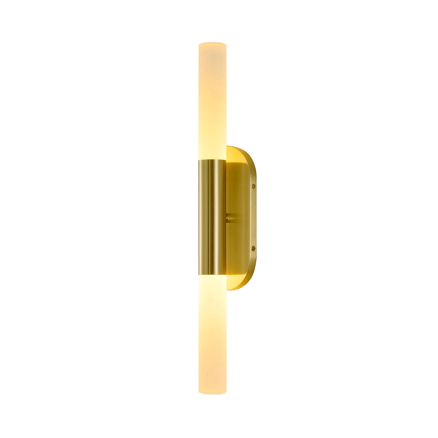 2-Light Satin Brass Wall Sconce Lighting With White Frosted Acrylic Shades by Bethel