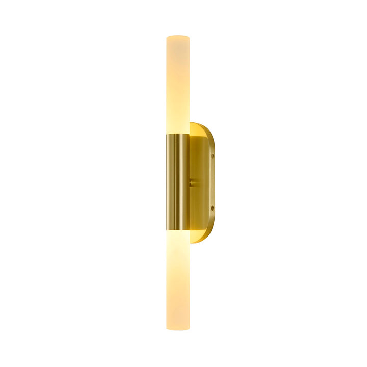 2-Light Satin Brass Wall Sconce Lighting With White Frosted Acrylic Shades by Bethel