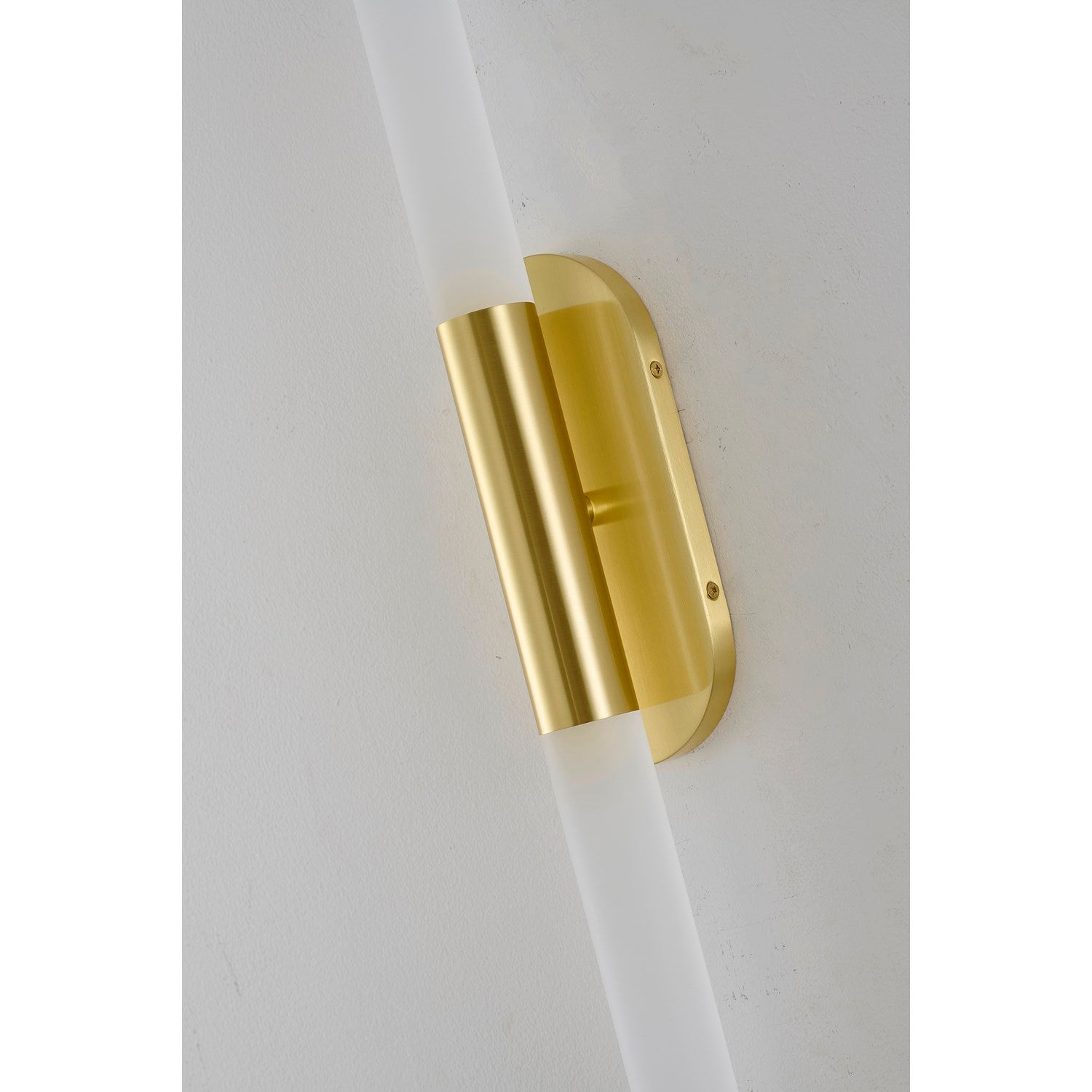 2-Light Satin Brass Wall Sconce Lighting With White Frosted Acrylic Shades