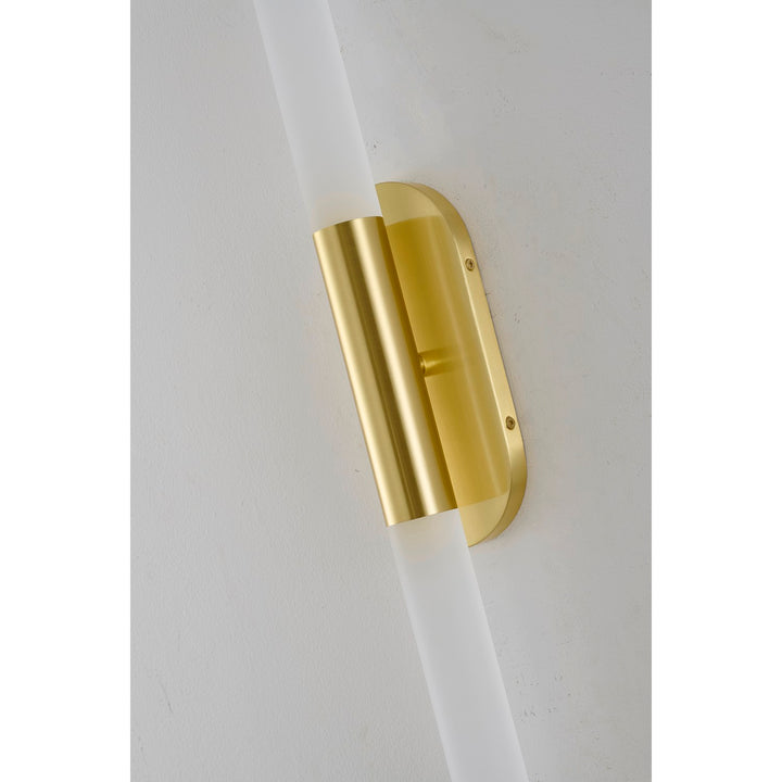 2-Light Satin Brass Wall Sconce Lighting With White Frosted Acrylic Shades