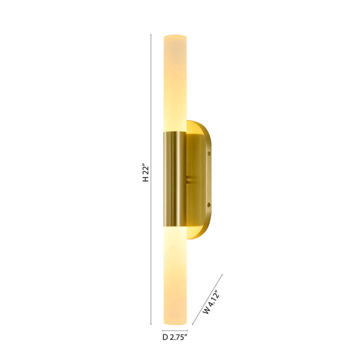 2-Light Satin Brass Wall Sconce Lighting With White Frosted Acrylic Shades