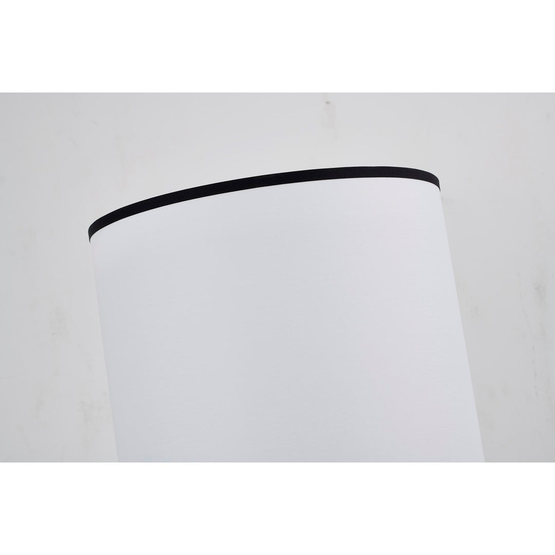2-Light Black And Satin Brass Floor Lamp With A White Linen Shade