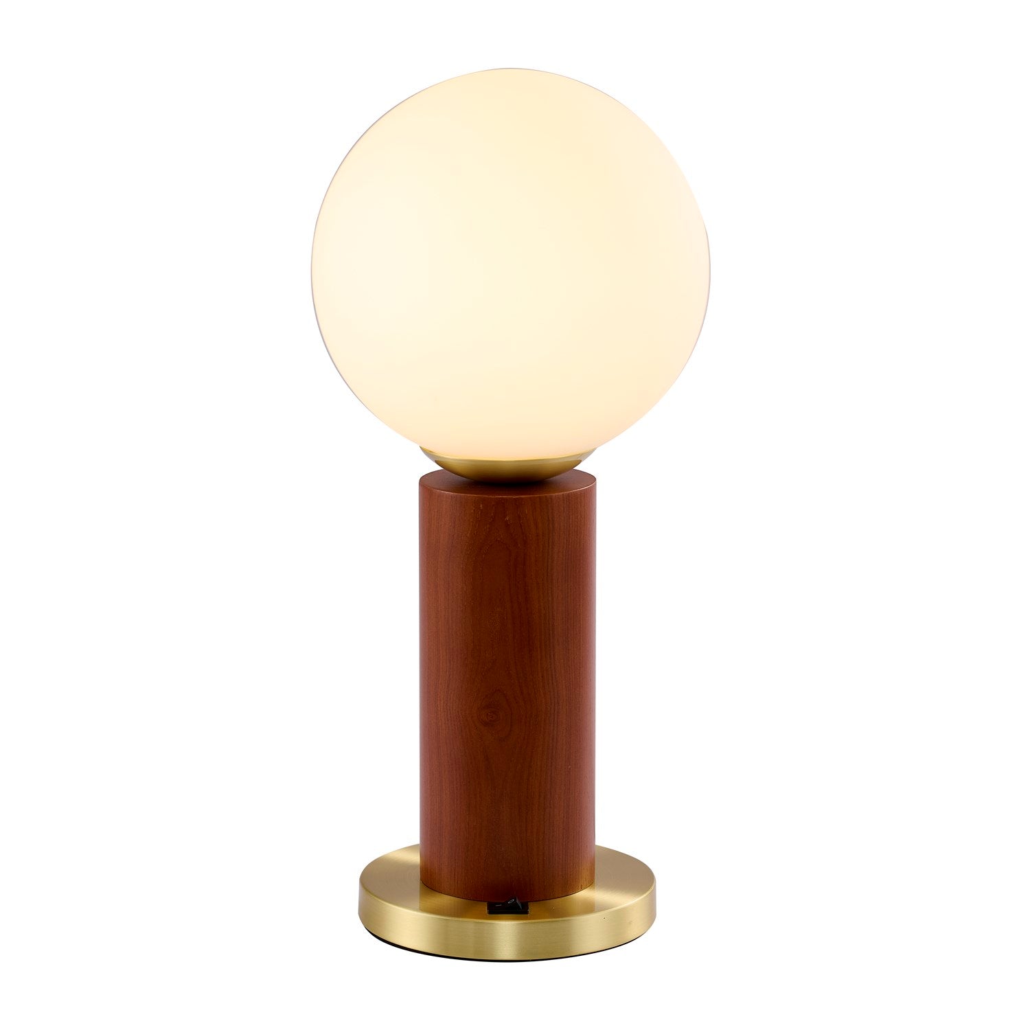 1-Light Black And Satin Brass Table Lamp With A White Glass Shade by Bethel