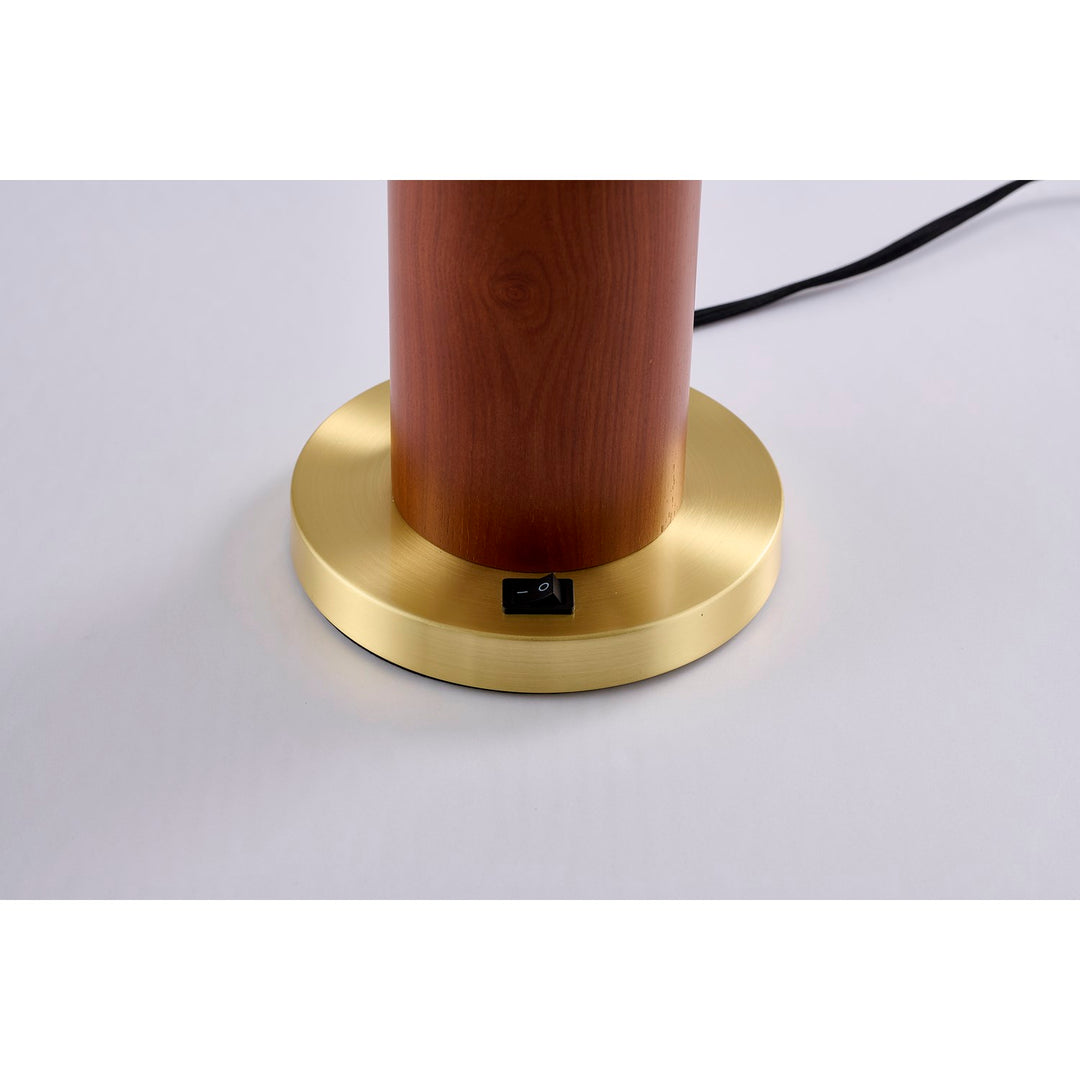 1-Light Black And Satin Brass Table Lamp With A White Glass Shade