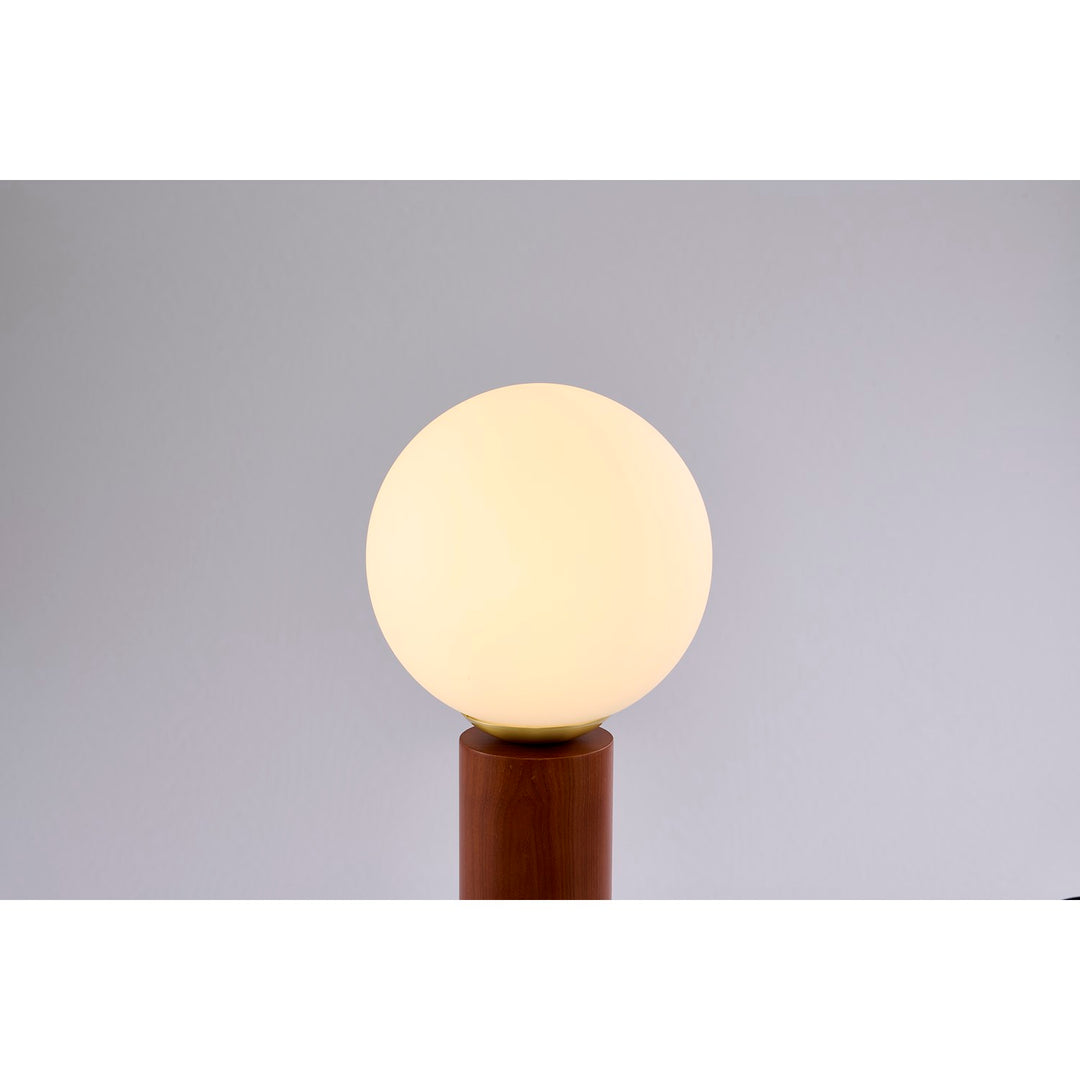 1-Light Black And Satin Brass Table Lamp With A White Glass Shade