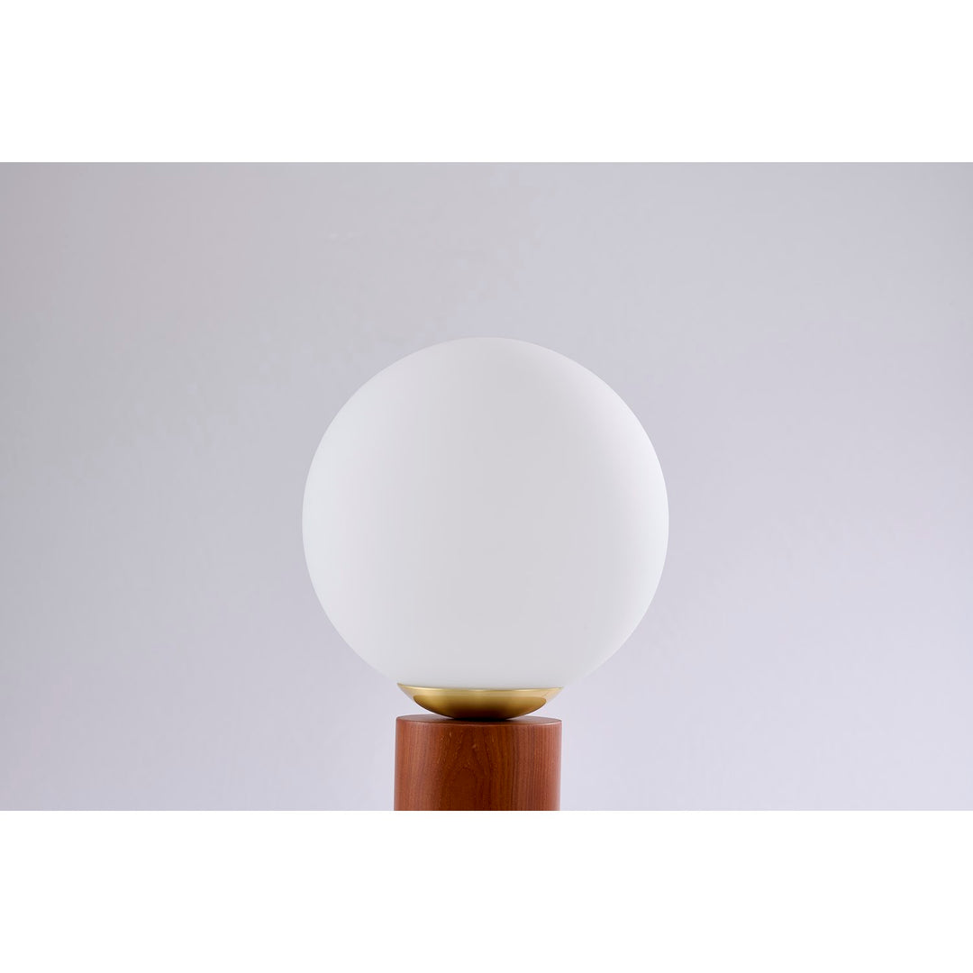 1-Light Black And Satin Brass Table Lamp With A White Glass Shade