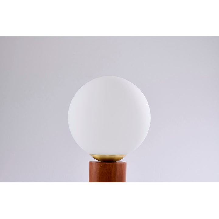 1-Light Black And Satin Brass Table Lamp With A White Glass Shade