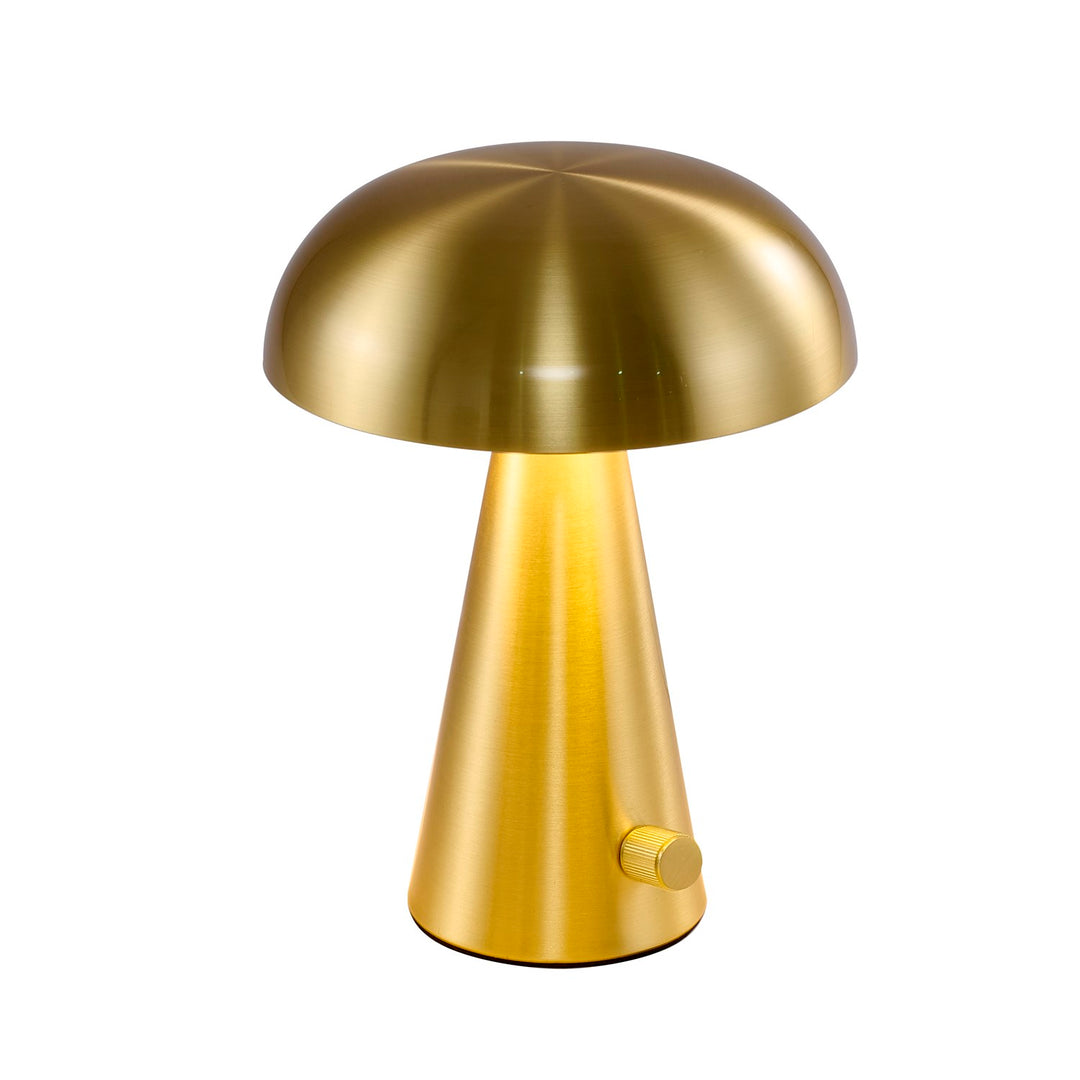 1-Light Satin Brass Table Lamp With A Satin Brass Metal Shade by Bethel