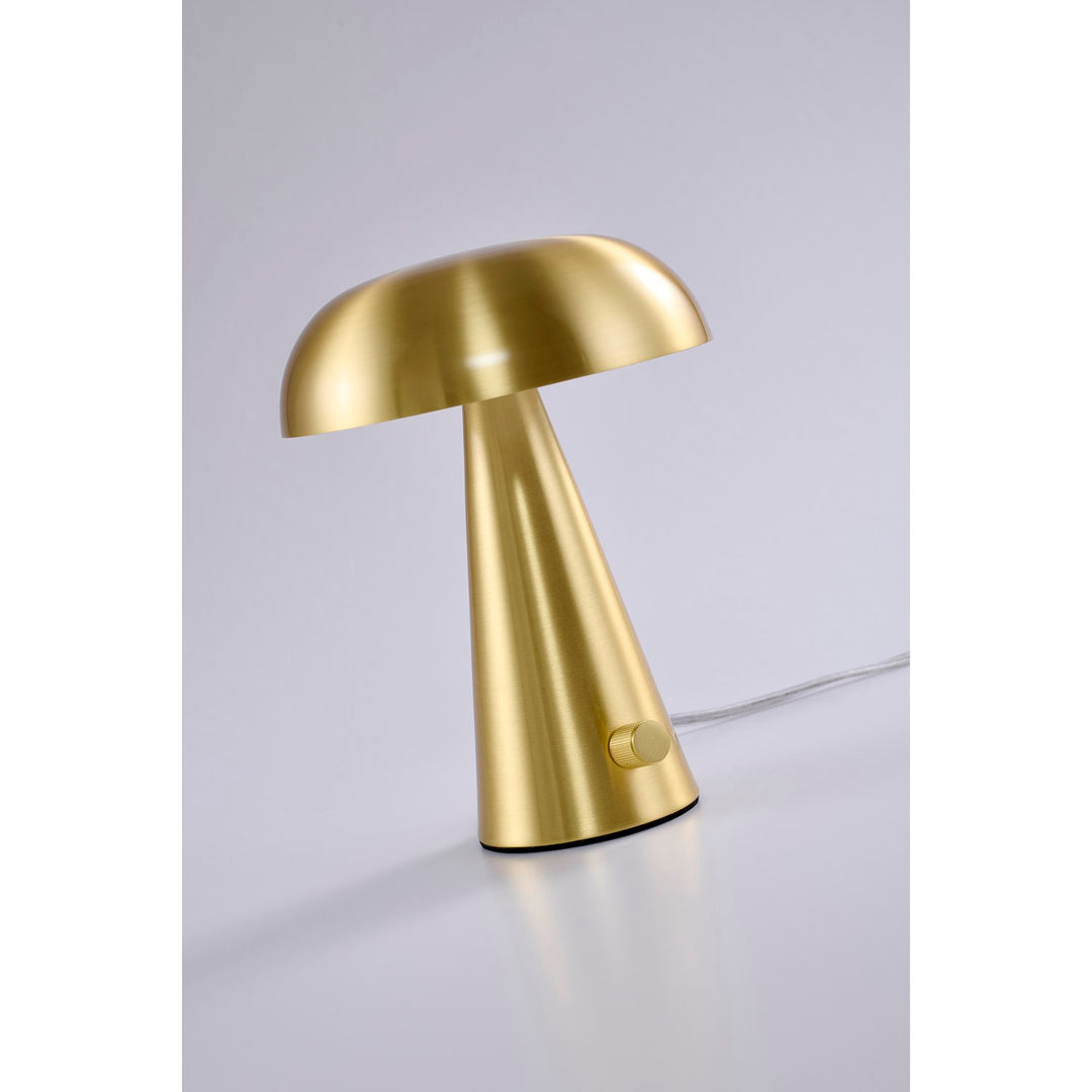 1-Light Satin Brass Table Lamp With A Satin Brass Metal Shade